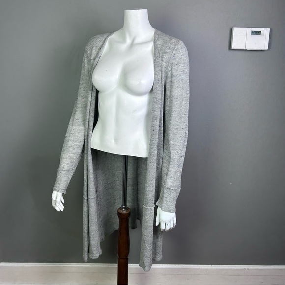 Eileen Fisher cardigan size small longline linen heather knit blue grey coastal - Picture 1 of 9